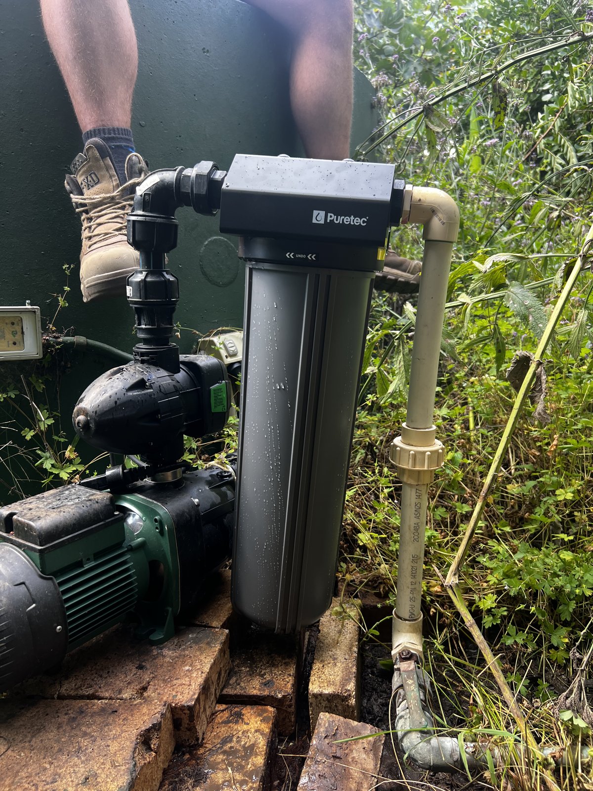 Custom Irrigation servicing residential water pump and Puretec filtration system
